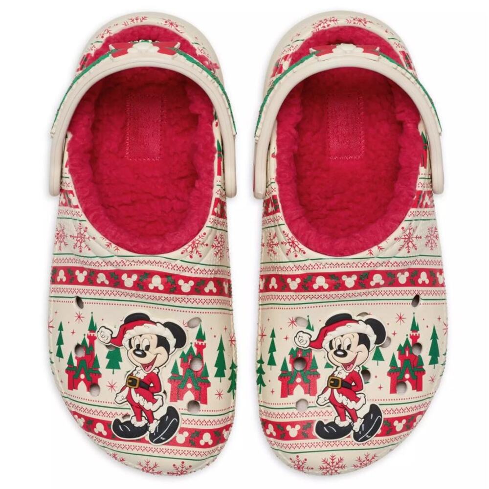 NWT! Crocs Men's Santa Mickey Mouse Fair Isle‎ Holiday Clogs SIZE-11